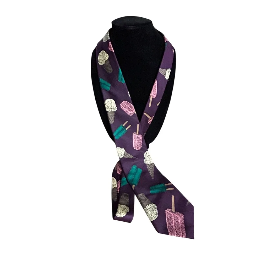 Ferrell Reed for the Locker Room  Silk Tie Purple Ice Cream Cone‎ Popsicle Print